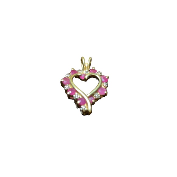 Charm, Sterling Silver Heart charm or pendant with rubies and white sapphires. - Picture 10 of 10